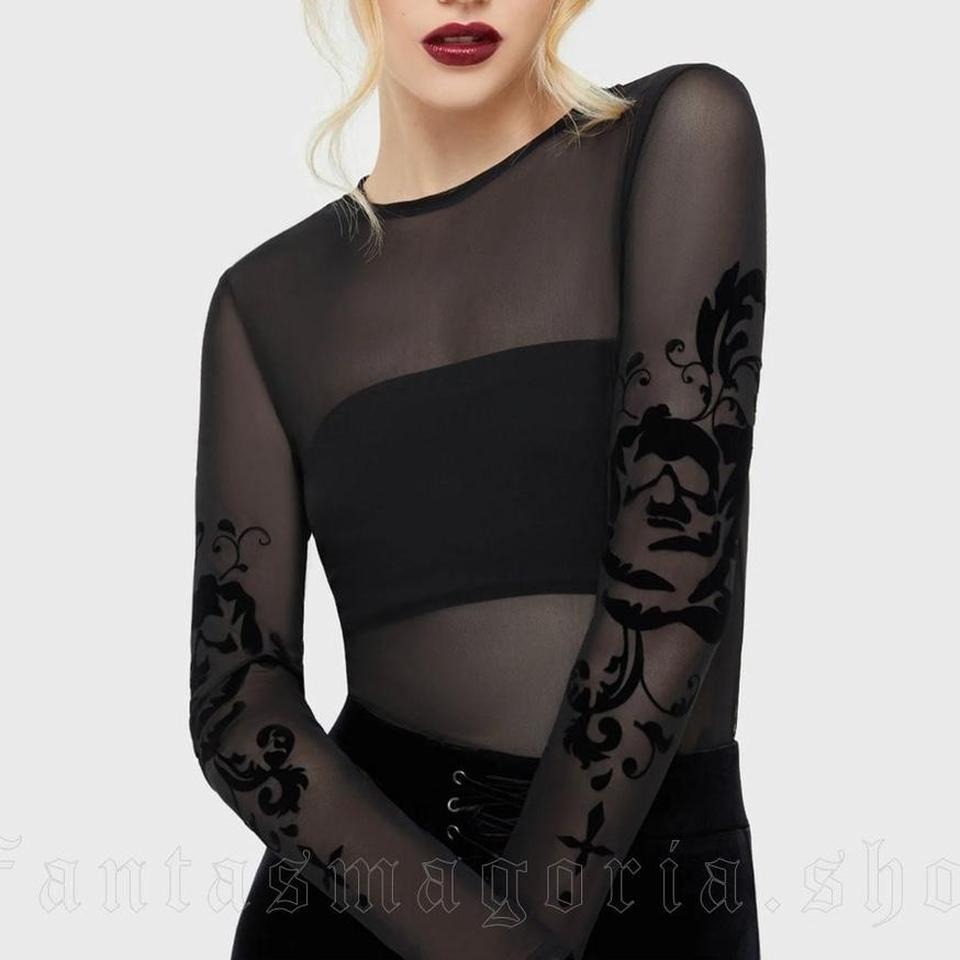 Killstar Eerie Edith Top Black Sheer Mesh Top